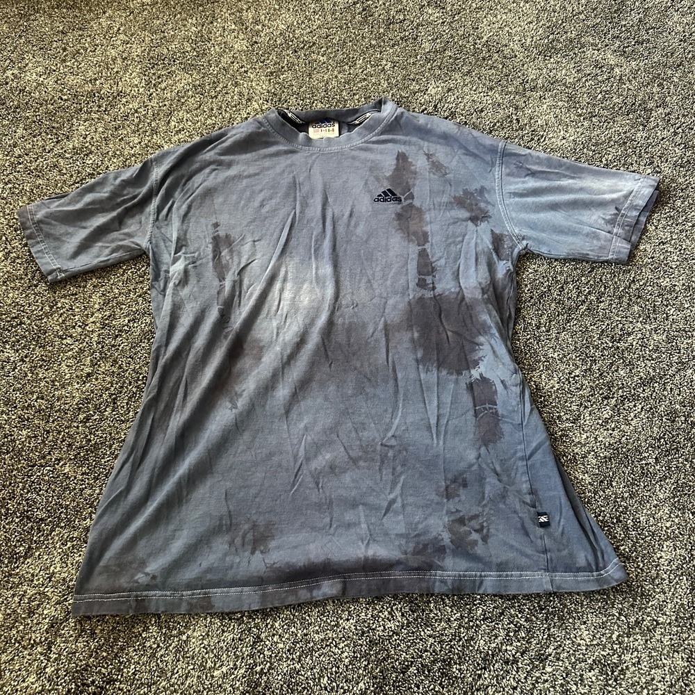 Vintage Y2K Adidas Shirt Mens XL Essential Logo Tee Distressed Water‎ Stained